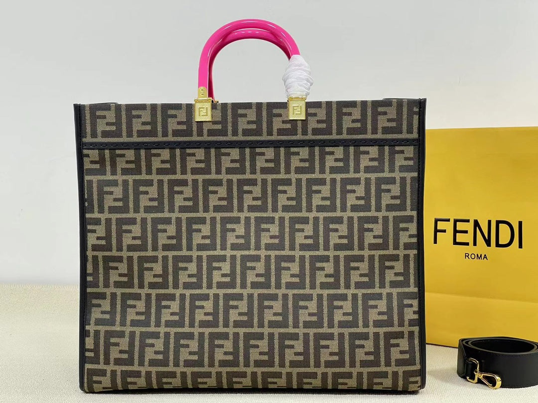 Fendi x Versace Fendace Sunshine Shopper Tote Bag - Brown FF Monogram with Gold Medusa