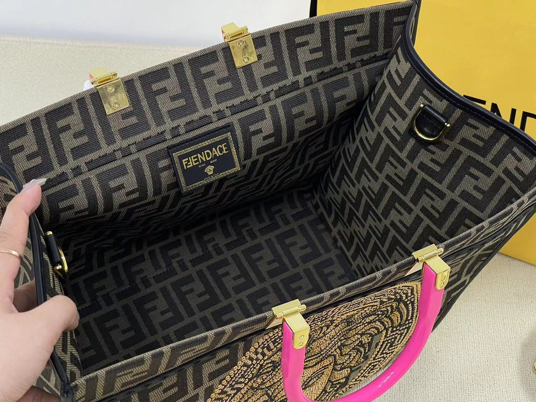 Fendace Fendi x Versace Sunshine Shopper Tote Bag - FF Monogram Medusa