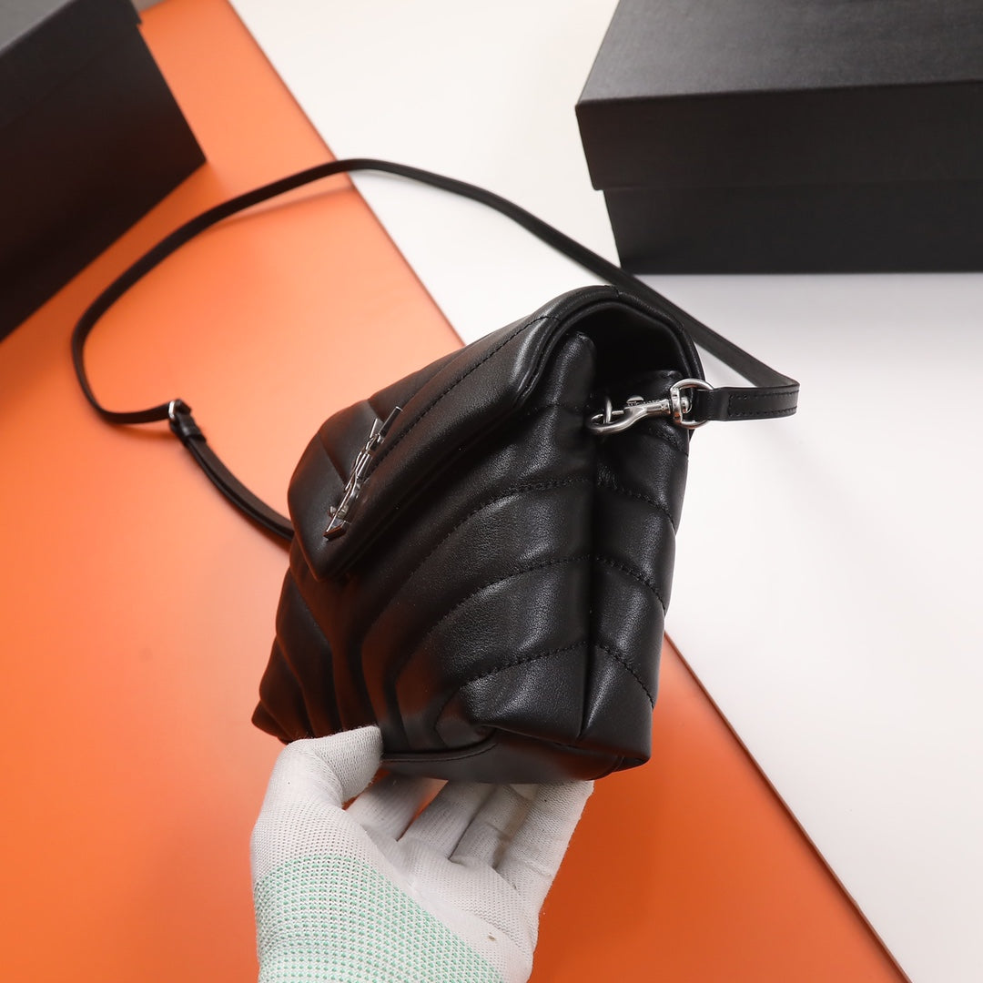 Saint Laurent Loulou Toy Strap Bag in Quilted Leather - Black