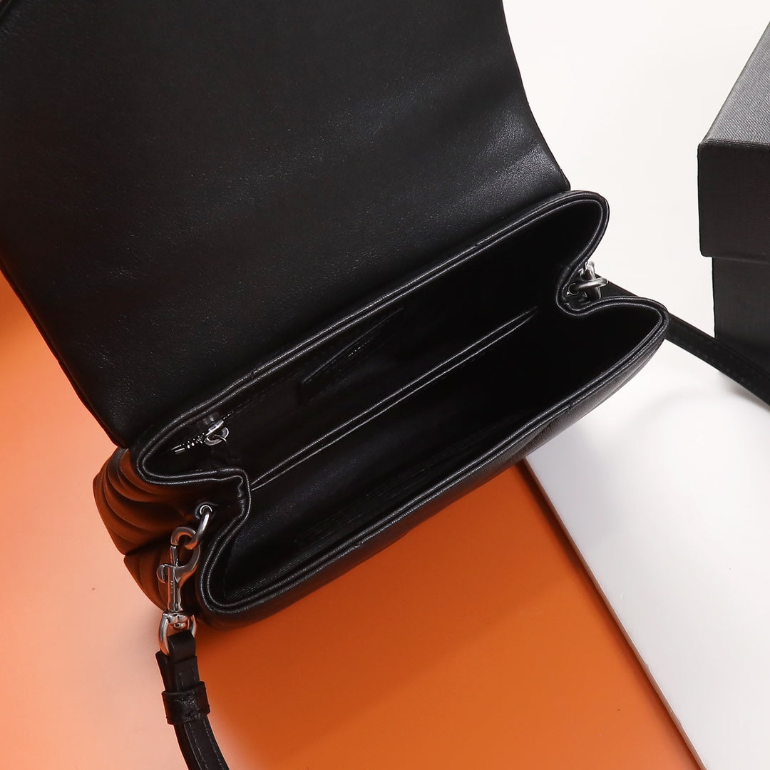 Saint Laurent Loulou Toy Strap Bag in Quilted Leather - Black