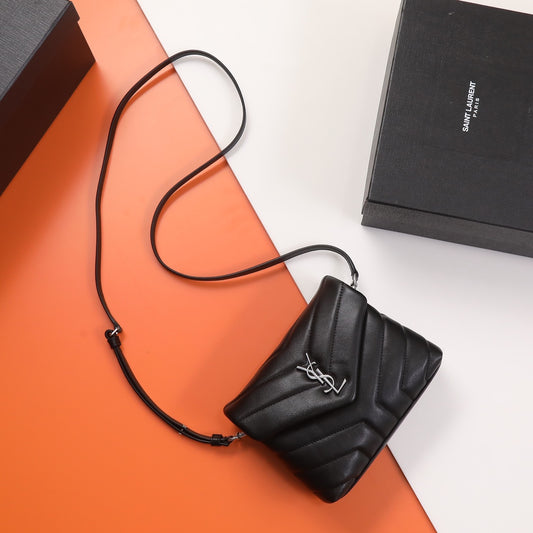 Saint Laurent Loulou Toy Strap Bag in Quilted Leather - Black