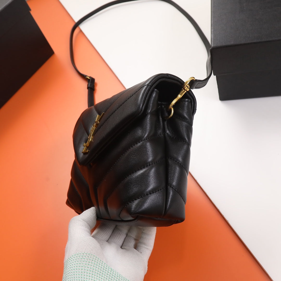 Saint Laurent Toy Loulou Matelassé Leather Crossbody Bag - Black