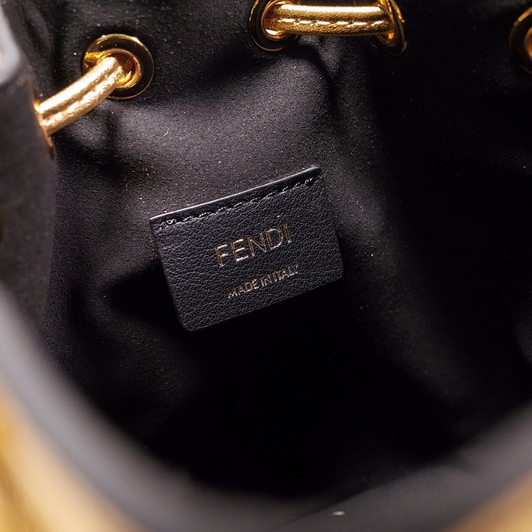 Moschino Metallic Gold Leather Nano Bucket Bag