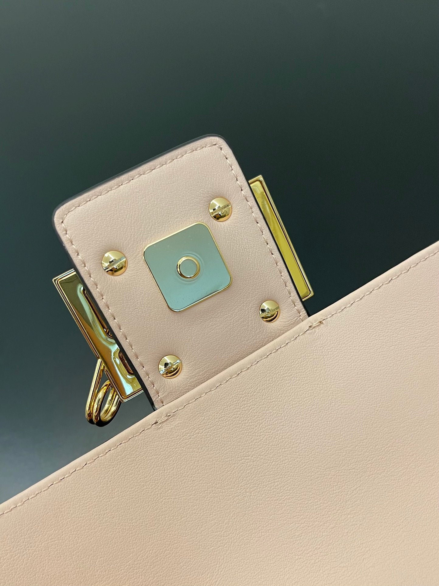 Fendi Mini Baguette Pink Leather Handbag with Gold Safety Pin Accents