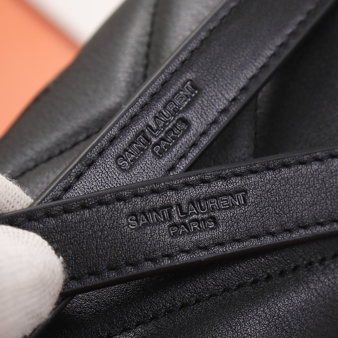 Saint Laurent Loulou Small Matelassé Leather Shoulder Bag - Black