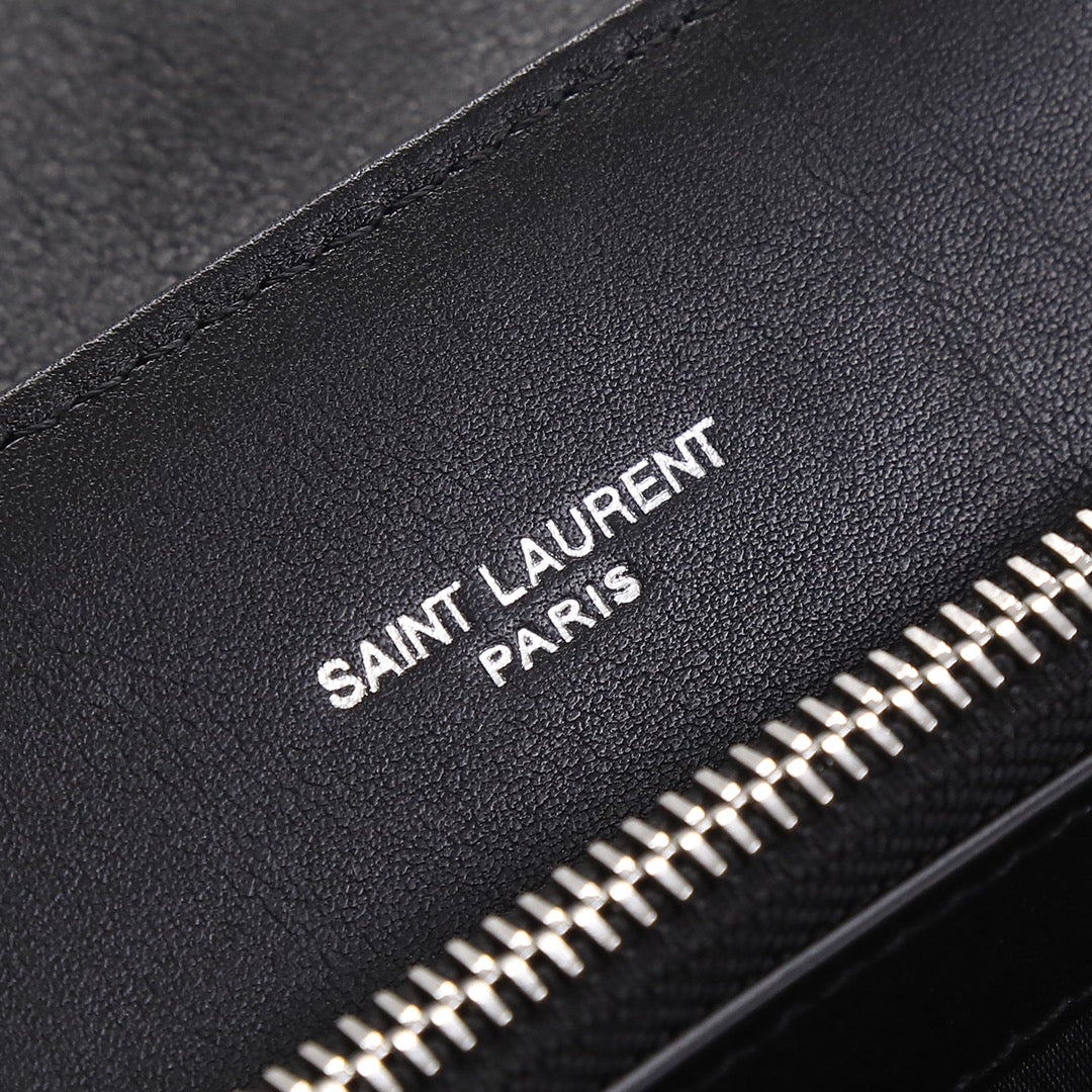 Saint Laurent Small Loulou Shoulder Bag in Black Matelassé Quilted Leather