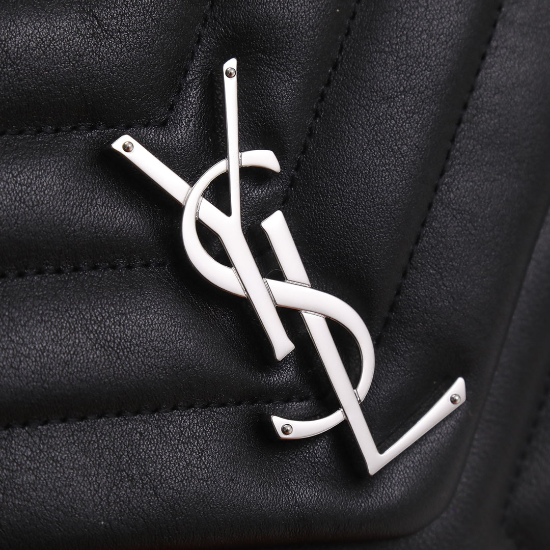 Saint Laurent Small Loulou Shoulder Bag in Black Matelassé Quilted Leather