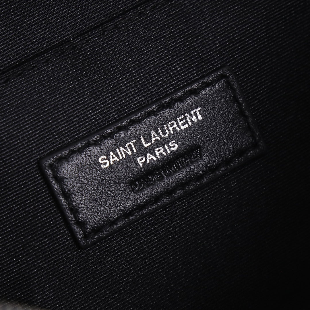 Saint Laurent YSL Cassandre Leather Belt Bag - Black with Silver Hardware