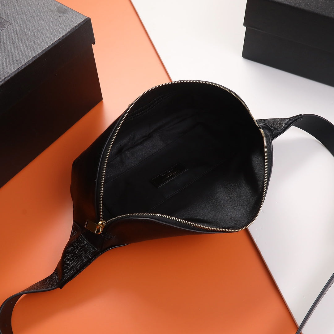 Saint Laurent YSL Monogram Leather Belt Bag - Black