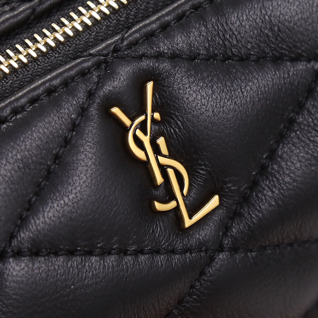Saint Laurent Sade Puffer Cylinder Bag in Quilted Leather - Black