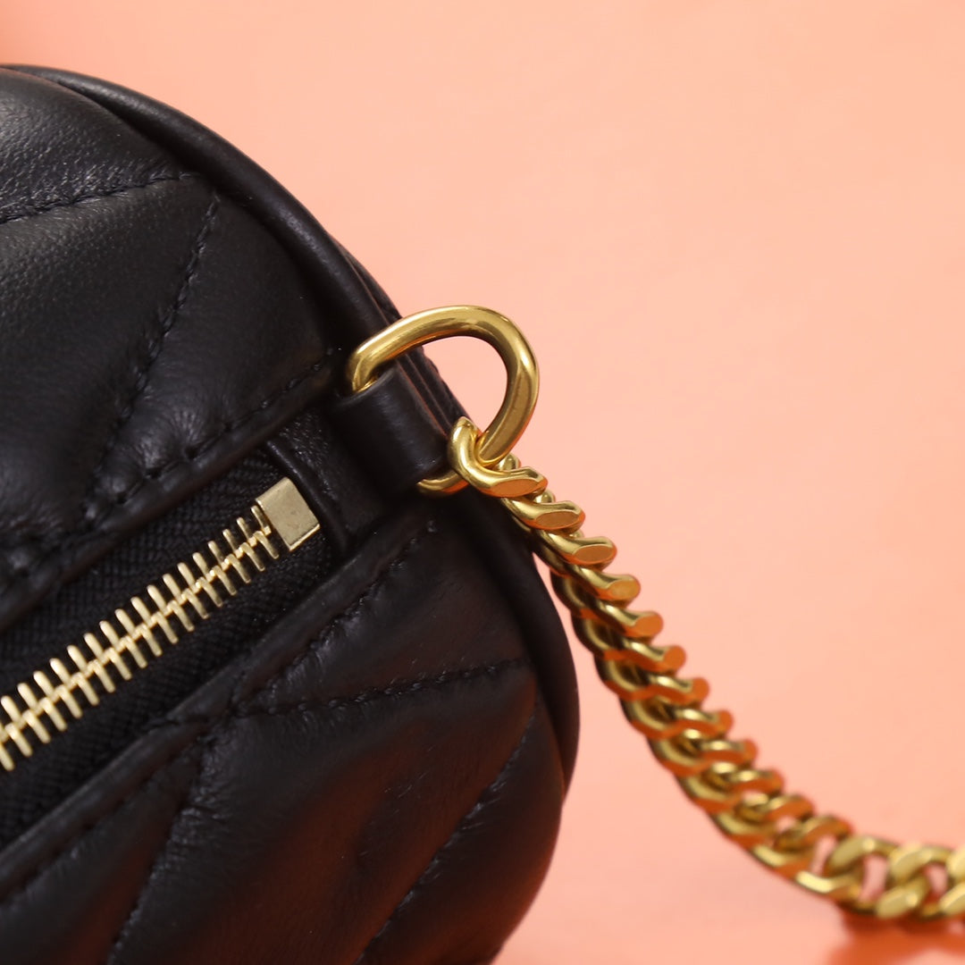 Saint Laurent Sade Puffer Cylinder Bag in Quilted Leather - Black