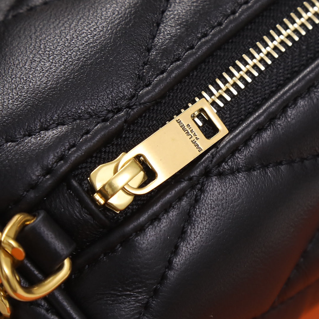 Saint Laurent Sade Puffer Cylinder Bag in Quilted Leather - Black