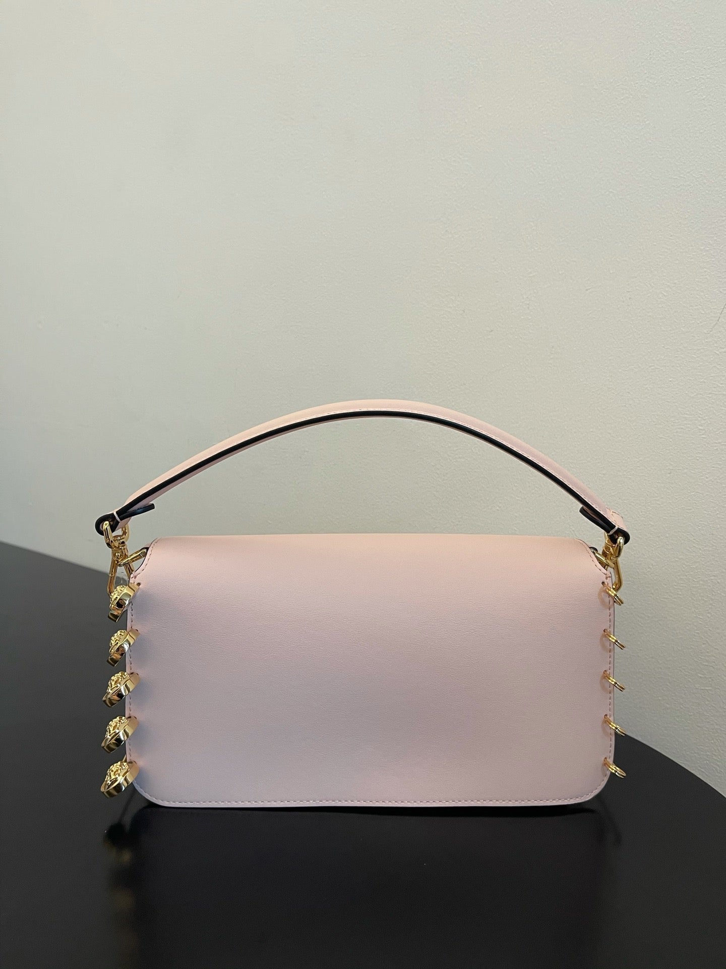 Fendi Baguette Light Pink Leather Shoulder Bag with Gold Hardware
