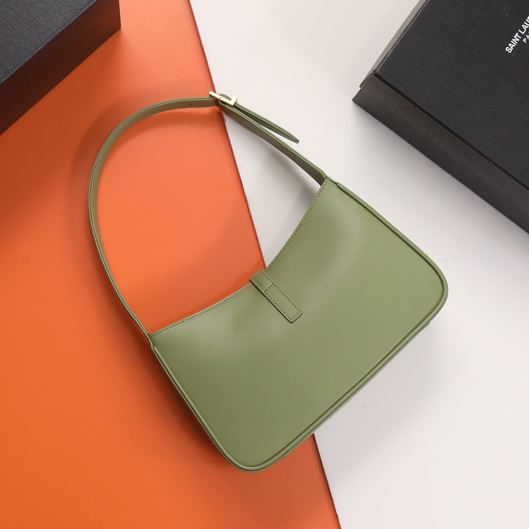 Saint Laurent Le 5 à 7 Small Hobo Bag in Sage Green Leather
