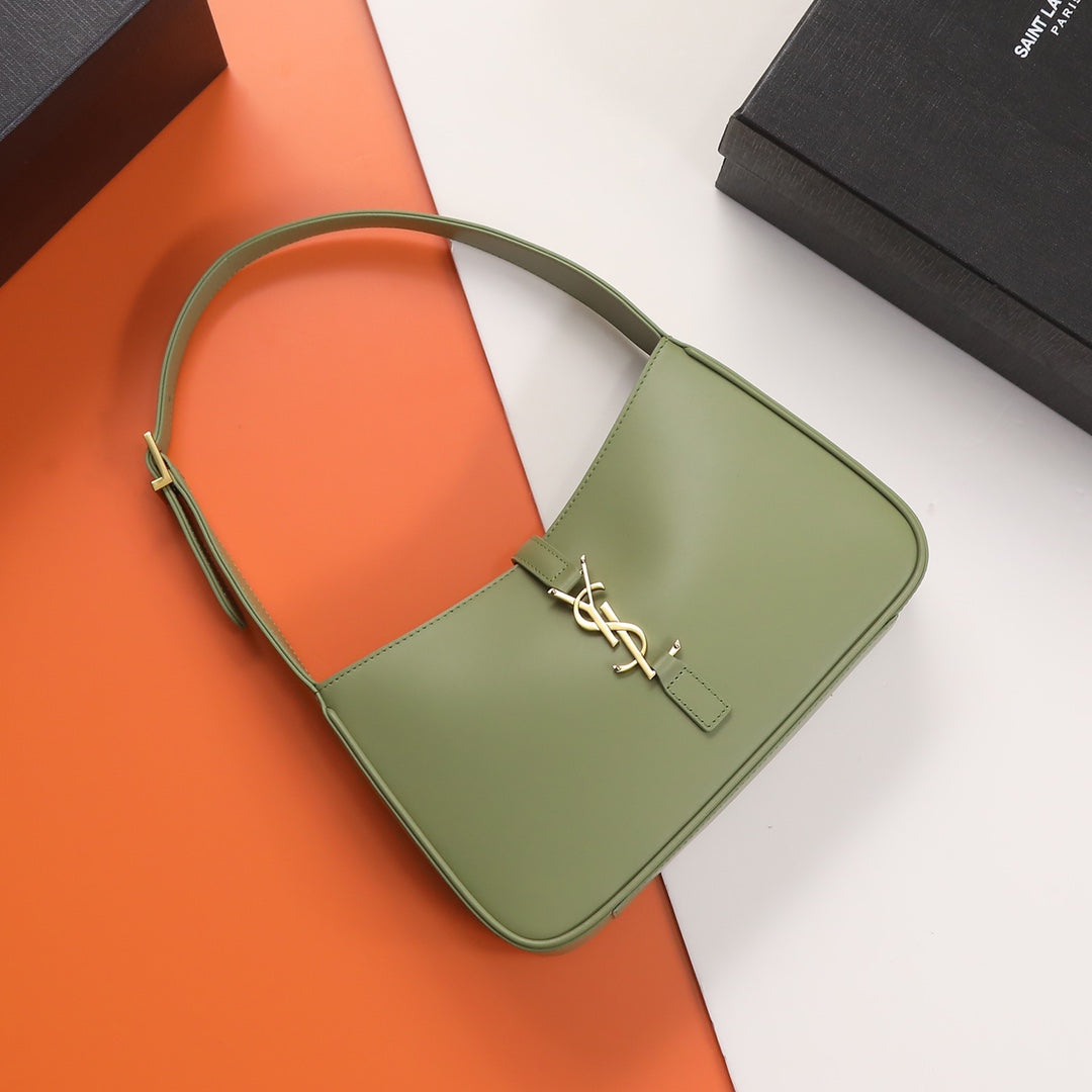 Saint Laurent Le 5 à 7 Small Hobo Bag in Sage Green Leather