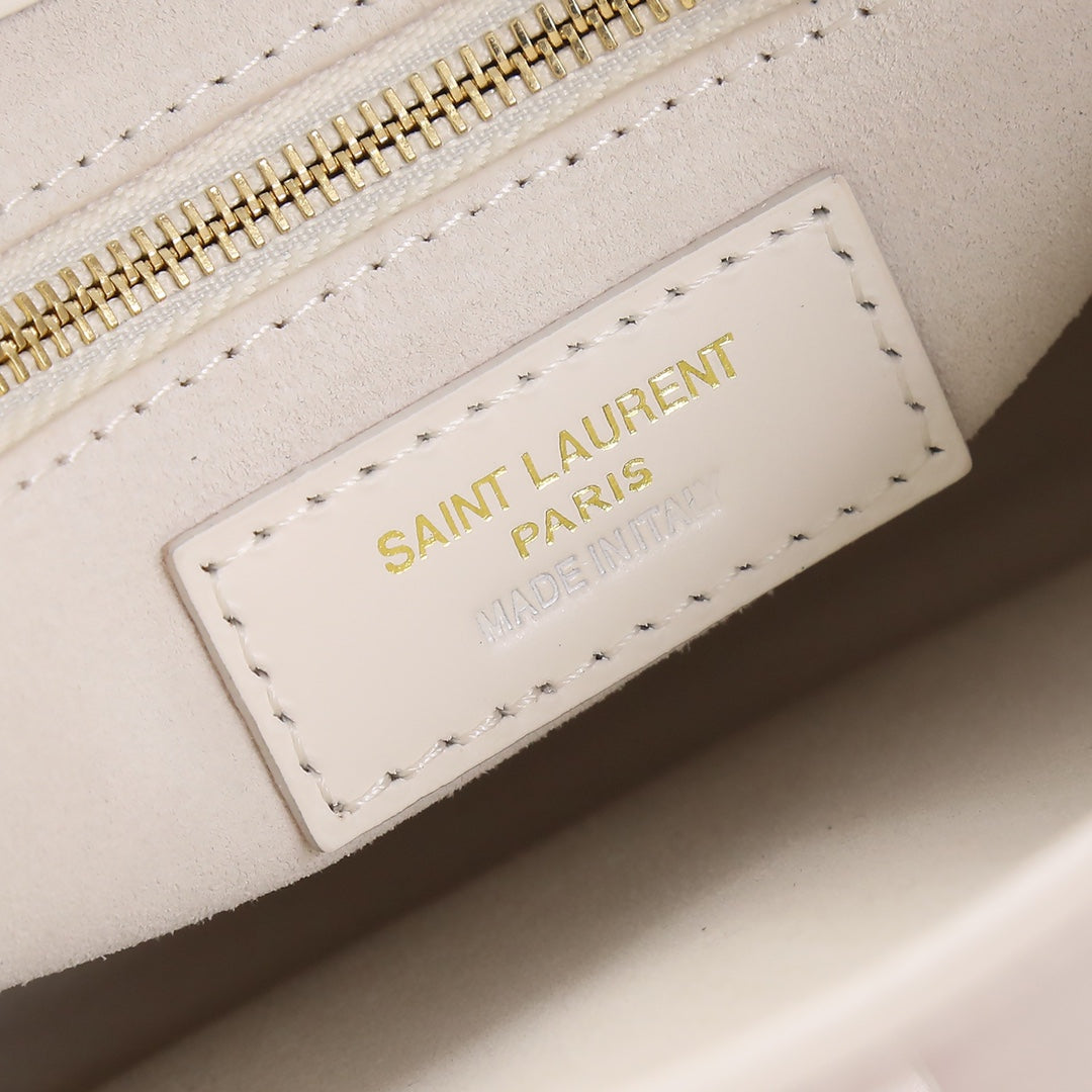 Saint Laurent Le 5 à 7 Small Hobo Bag in Smooth White Leather
