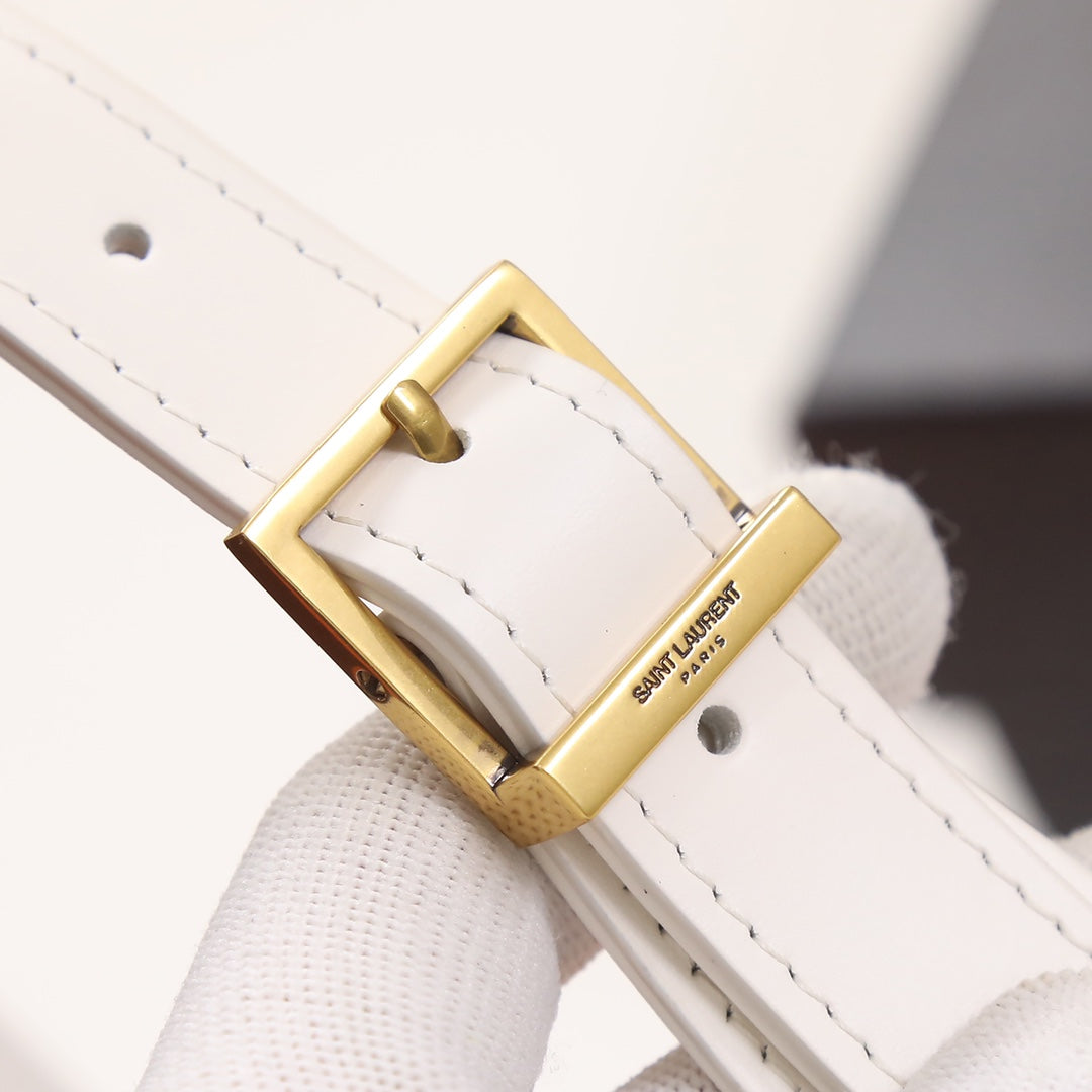 Saint Laurent Le 5 à 7 Small Hobo Bag in Smooth White Leather