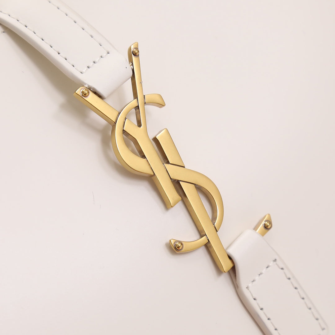 Saint Laurent Le 5 à 7 Small Hobo Bag in Smooth White Leather