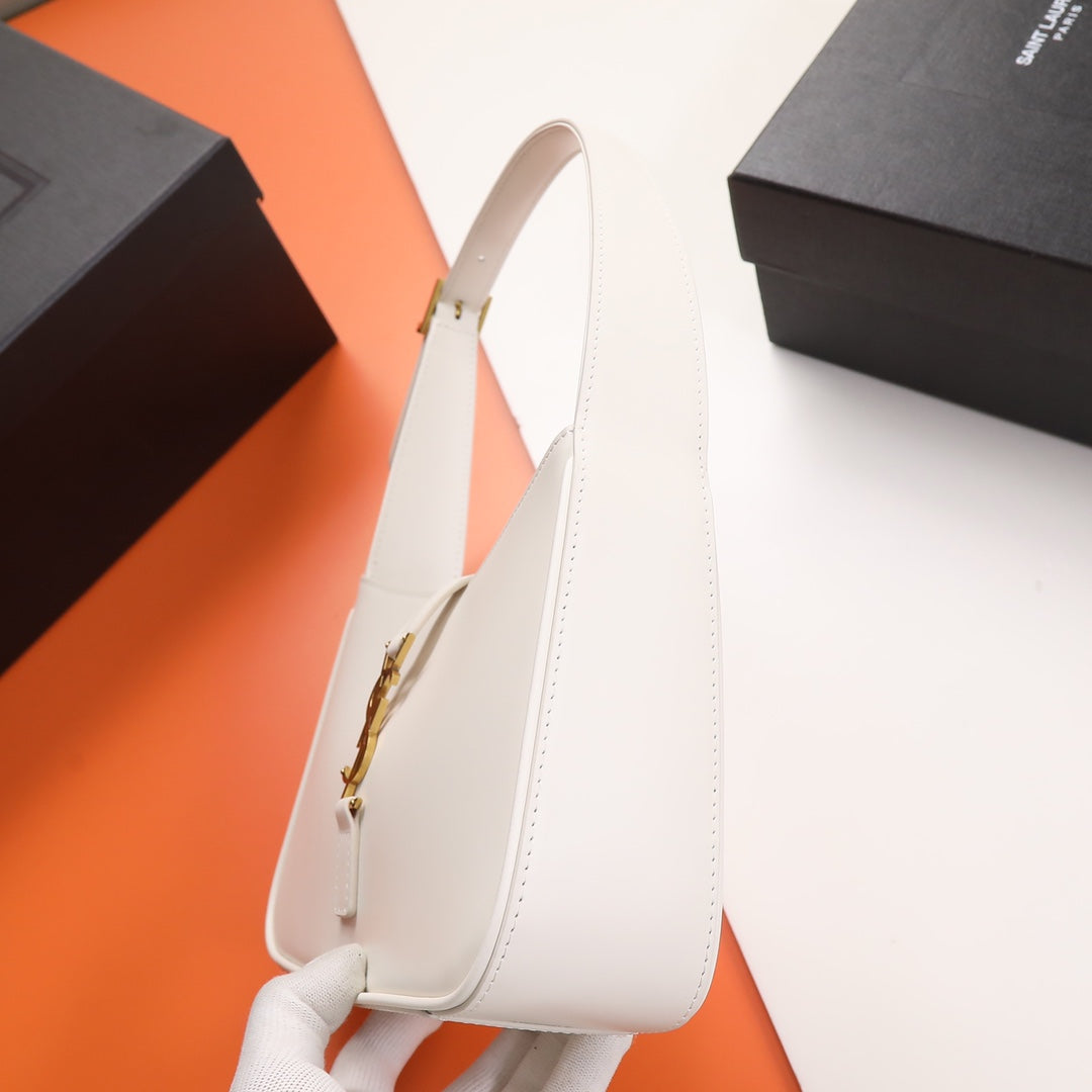 Saint Laurent Le 5 à 7 Small Hobo Bag in Smooth White Leather