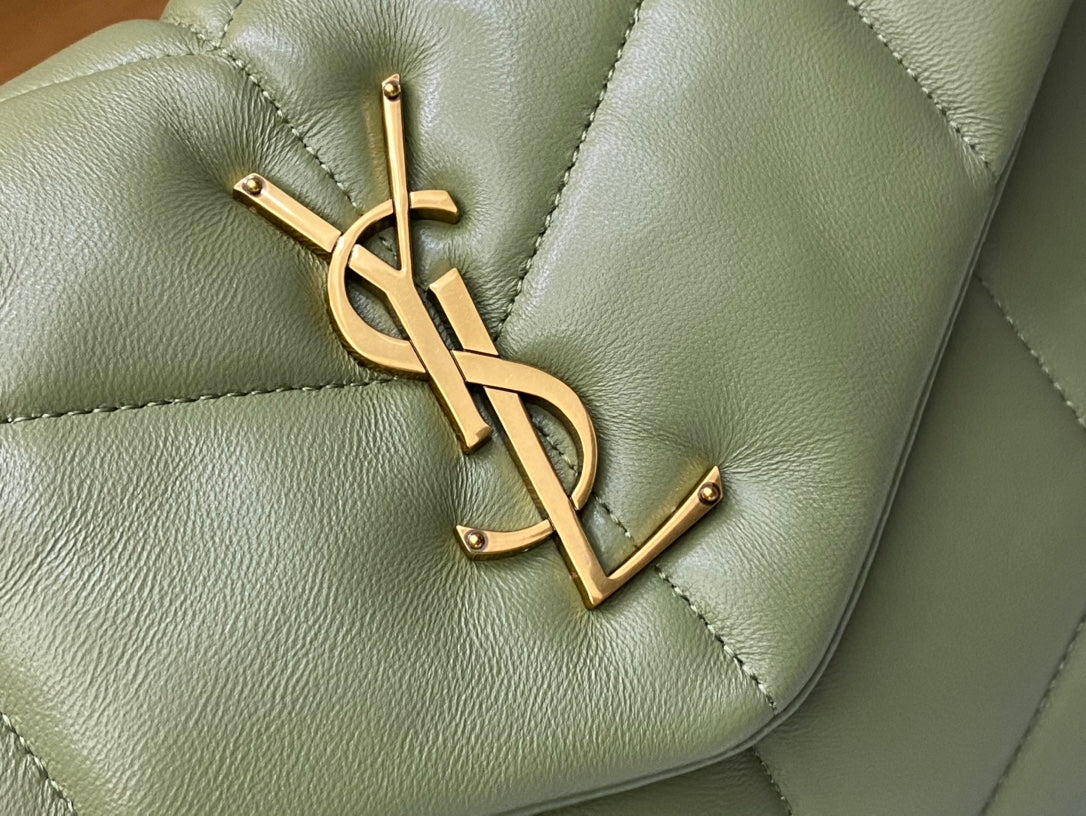 Saint Laurent Loulou Puffer Small Bag in Sage Green Quilted Lambskin with Gold Hardware