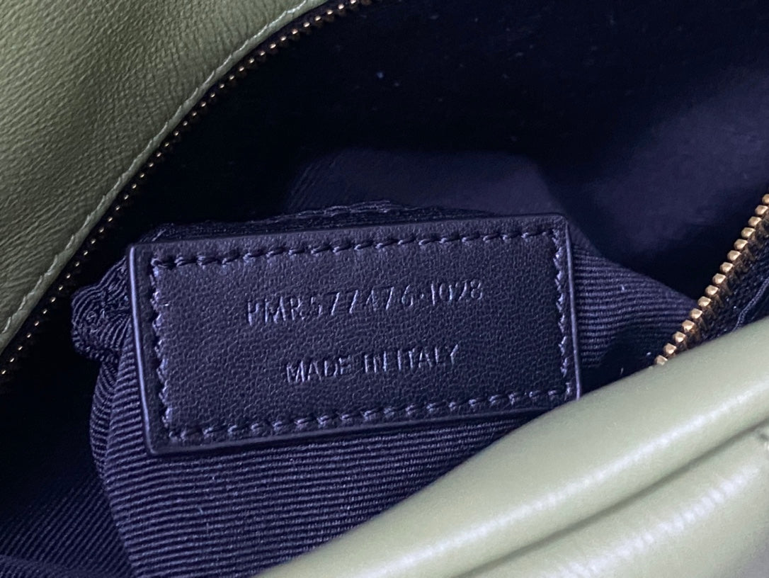 Saint Laurent Loulou Puffer Small Bag in Sage Green Quilted Lambskin with Gold Hardware