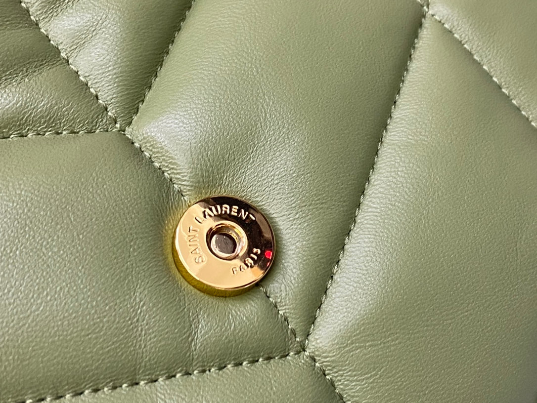 Saint Laurent Loulou Puffer Small Bag in Sage Green Quilted Lambskin with Gold Hardware