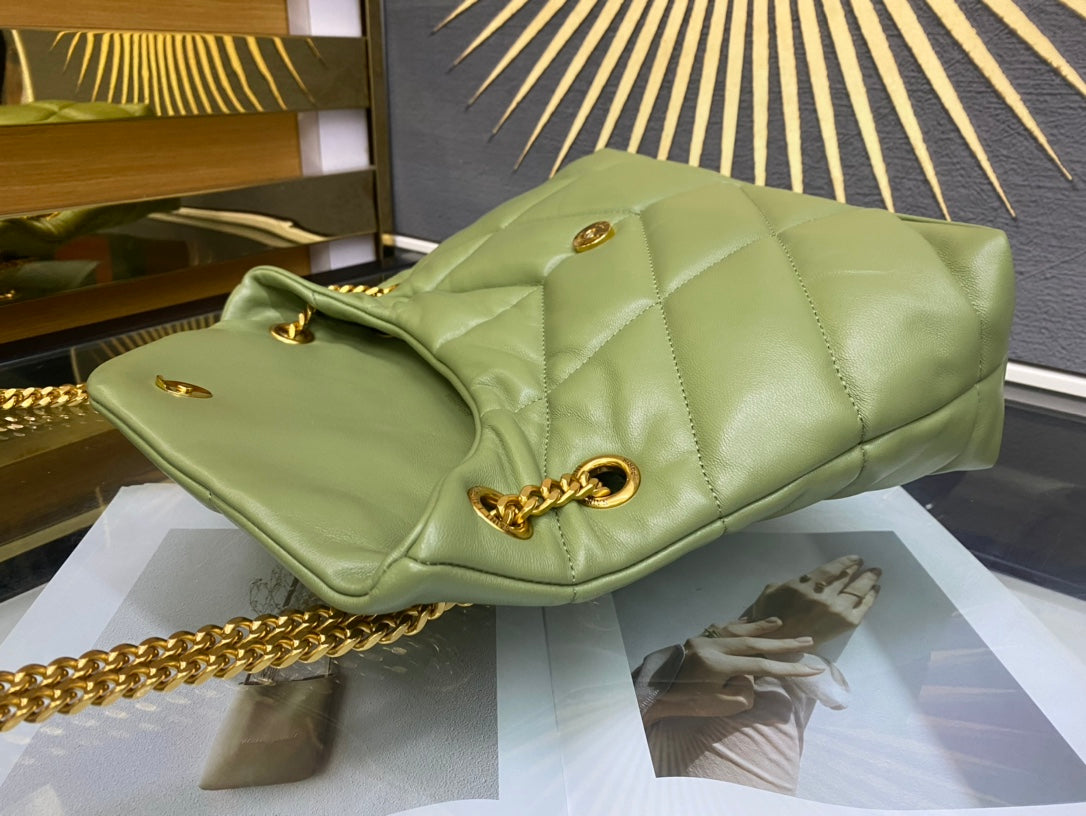 Saint Laurent Loulou Puffer Small Bag in Sage Green Quilted Lambskin with Gold Hardware