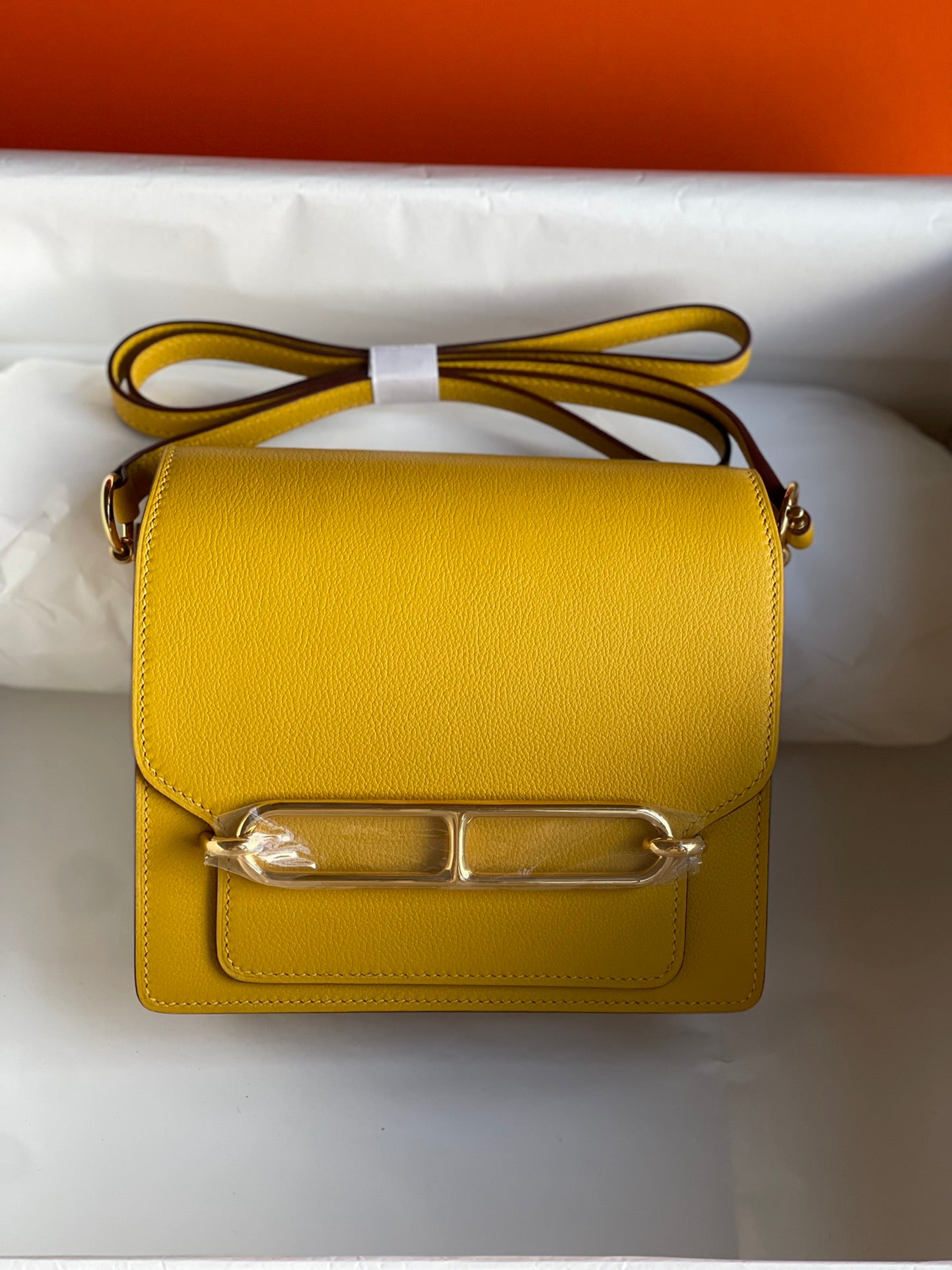 Hermès Roulis 18 Crossbody Bag - Vibrant Yellow Epsom Leather with Gold Hardware