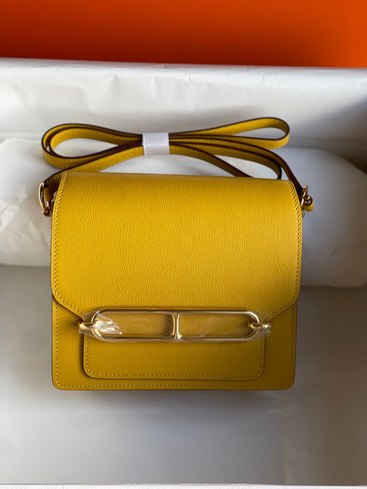 Hermès Roulis 18 Crossbody Bag - Vibrant Yellow Epsom Leather with Gold Hardware