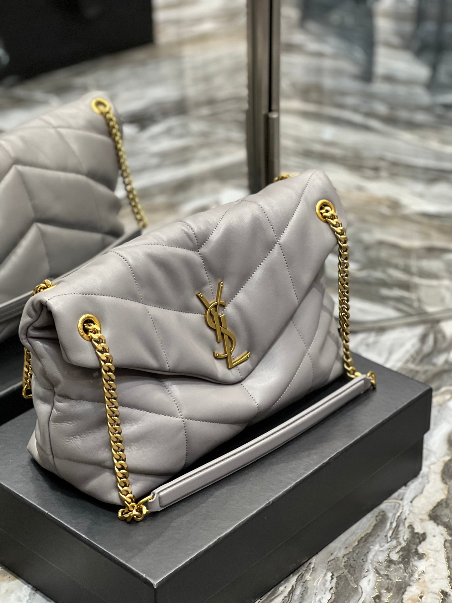 Saint Laurent Toy Loulou Quilted Leather Shoulder Bag - Grey