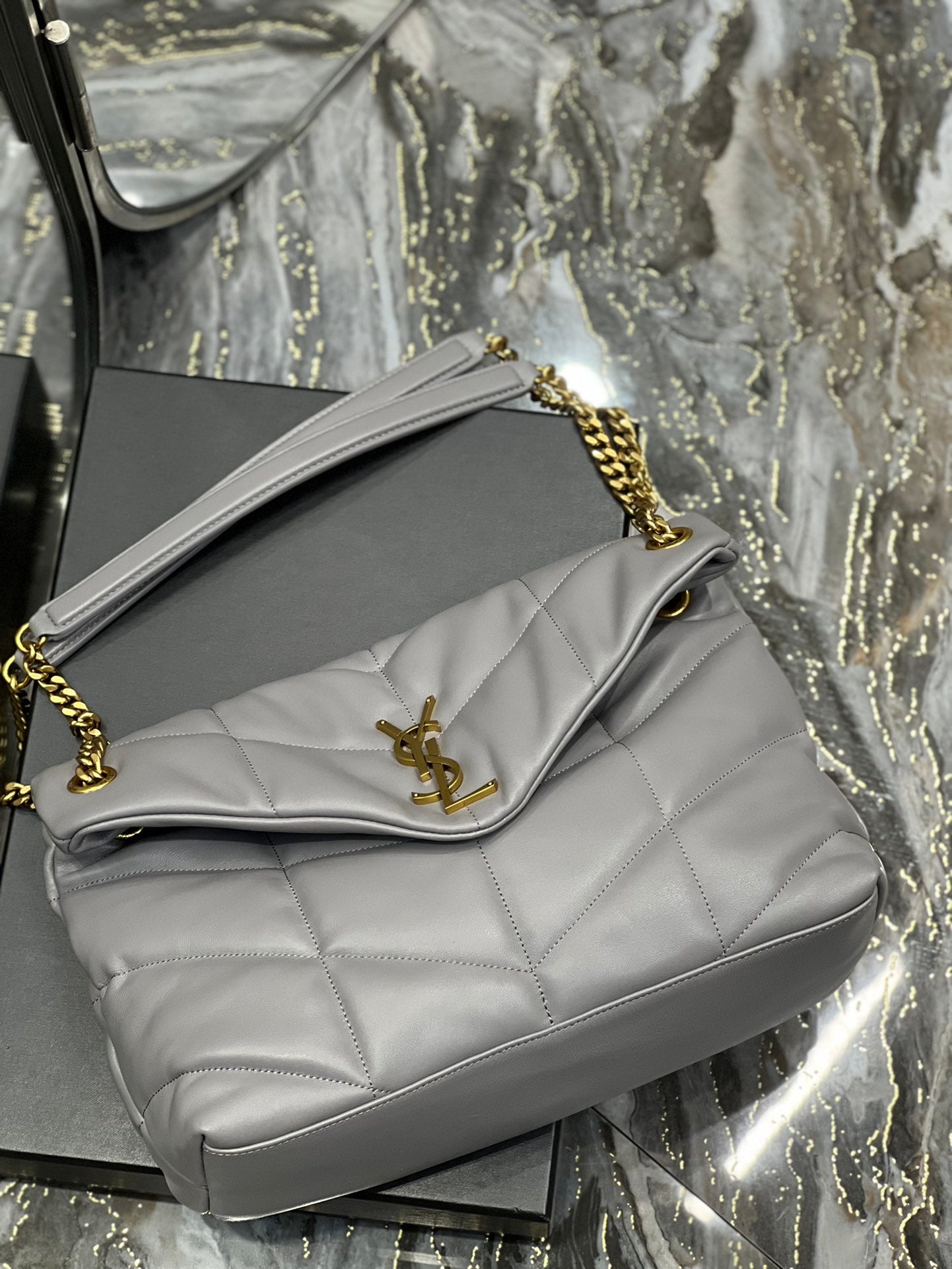 Saint Laurent Toy Loulou Quilted Leather Shoulder Bag - Grey