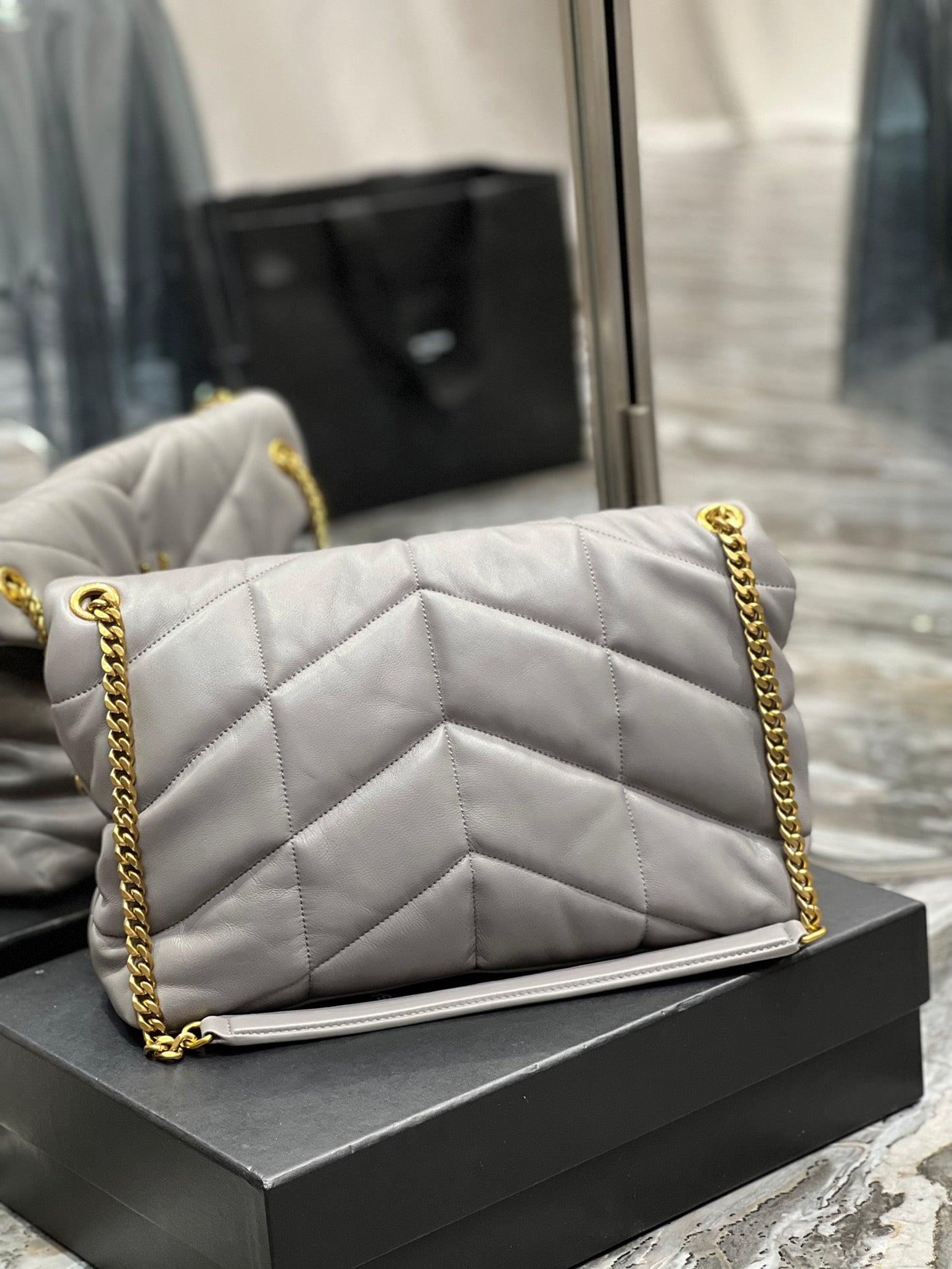 Saint Laurent Toy Loulou Quilted Leather Shoulder Bag - Grey