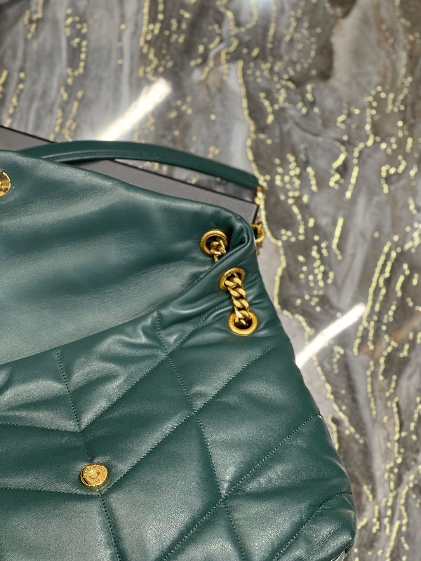 Saint Laurent Loulou Puffer Small in Quilted Lambskin - Dark Green
