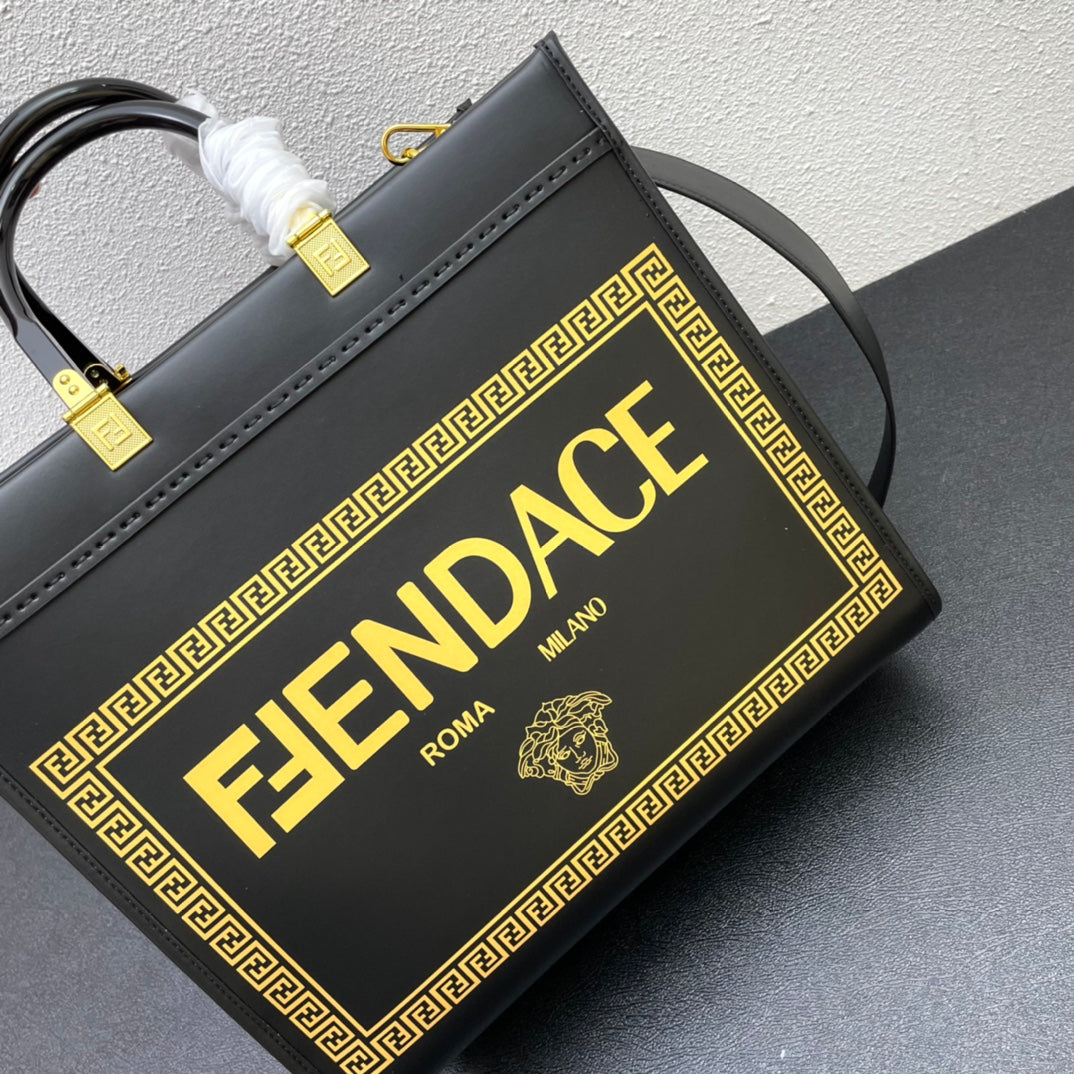 Fendi x Versace Fendace Sunshine Medium Shopper Bag - Black &amp; Gold