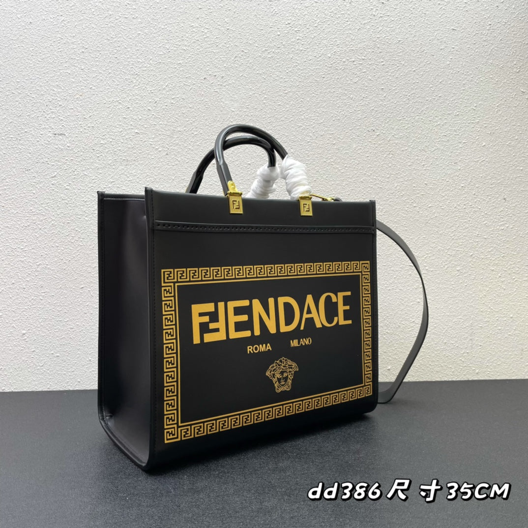 Fendi x Versace Fendace Sunshine Medium Shopper Bag - Black &amp; Gold
