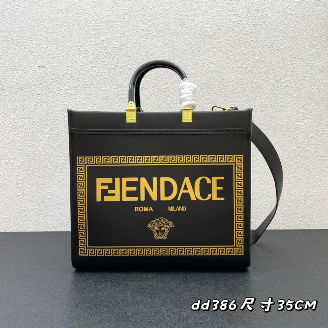 Fendi x Versace Fendace Sunshine Medium Shopper Bag - Black &amp; Gold