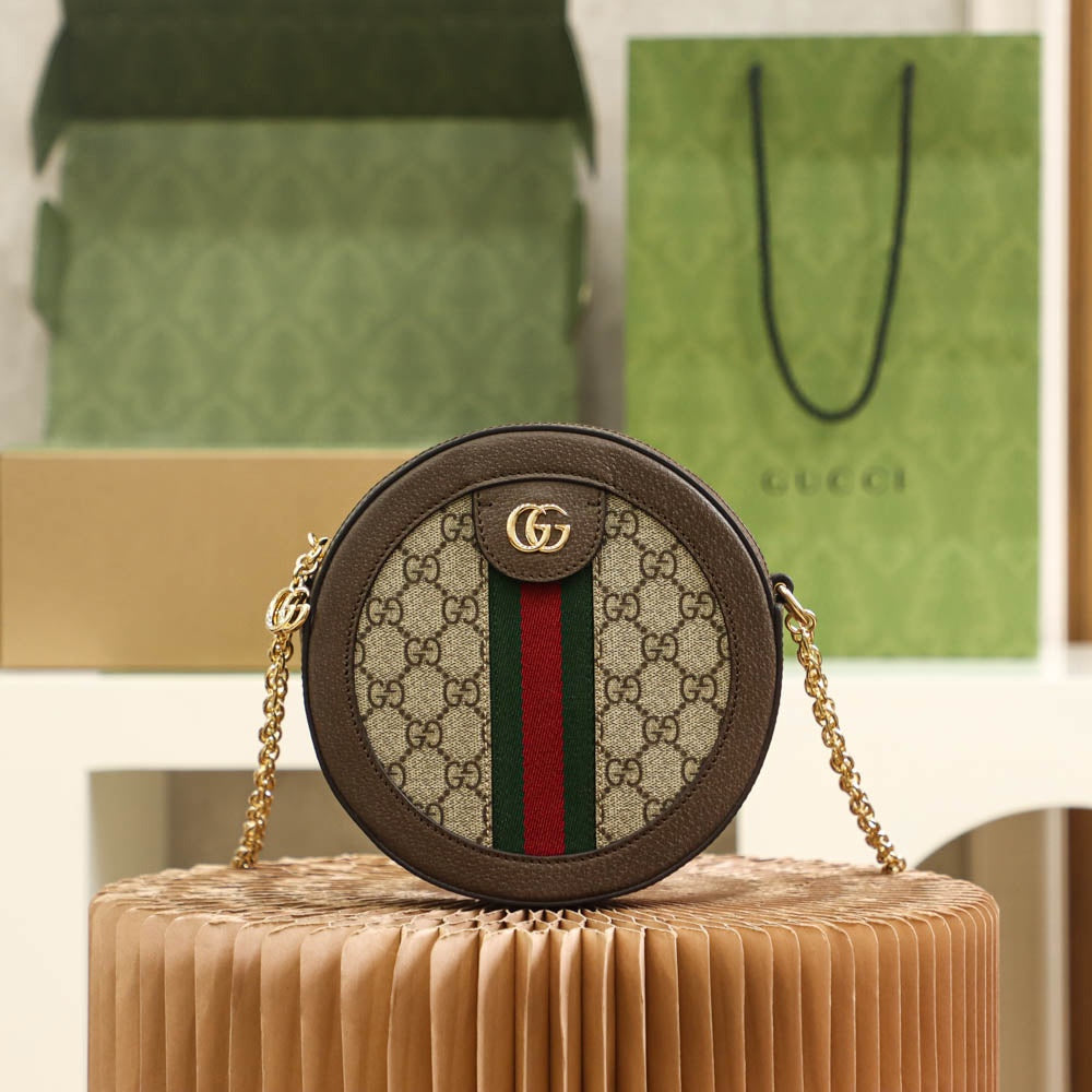 Gucci Ophidia GG Small Round Shoulder Bag - GG Supreme Canvas