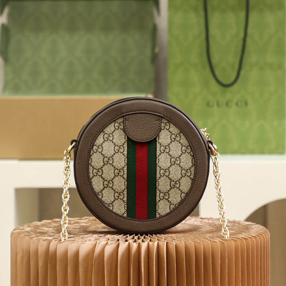 Gucci Ophidia GG Small Round Shoulder Bag - GG Supreme Canvas