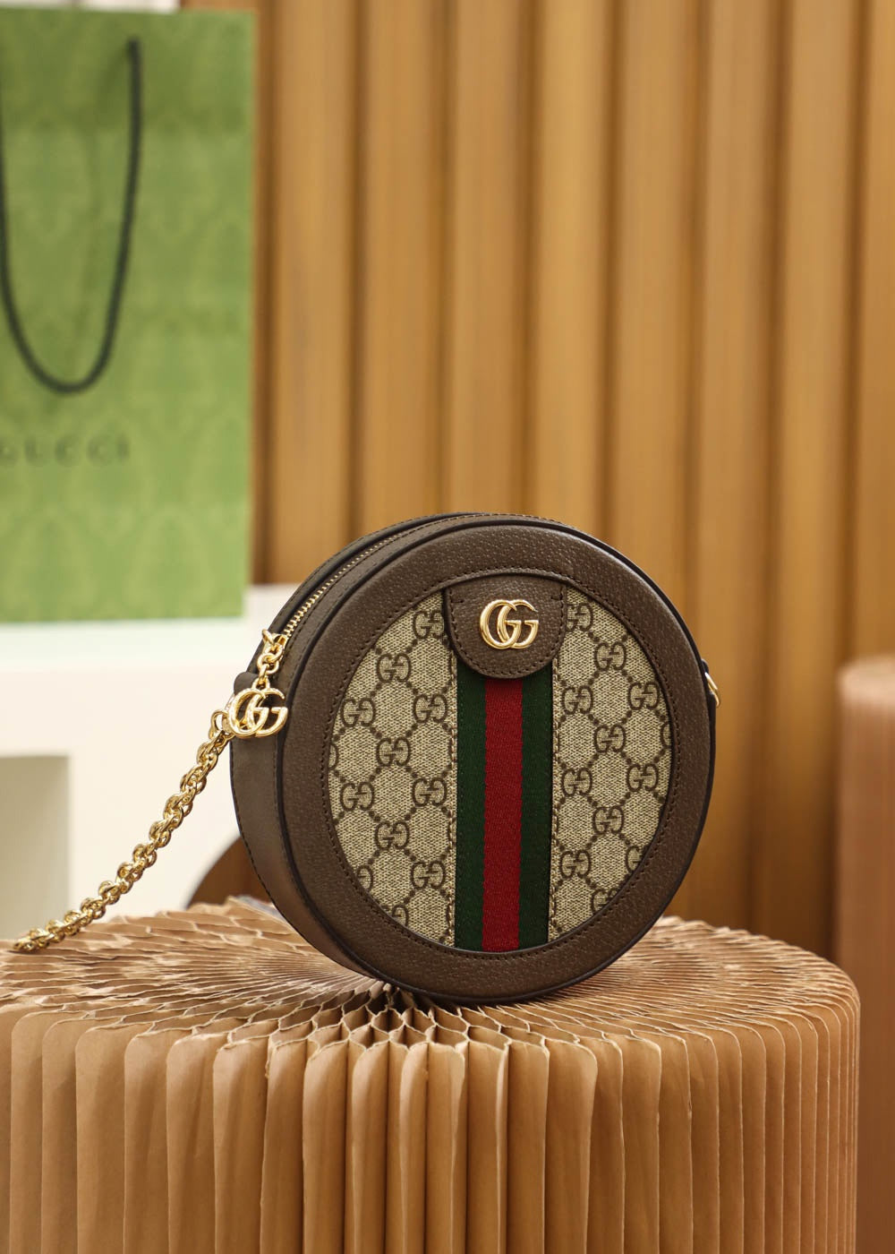 Gucci Ophidia GG Small Round Shoulder Bag - GG Supreme Canvas