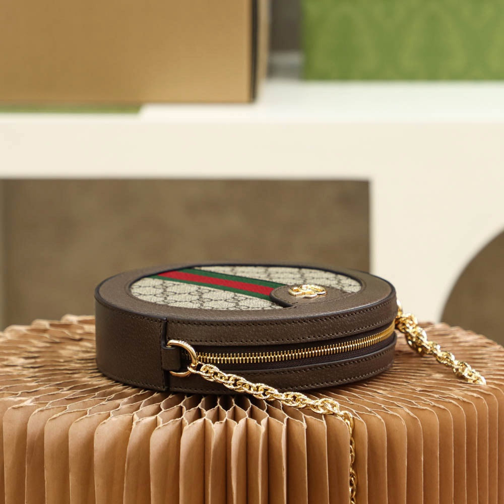 Gucci Ophidia GG Small Round Shoulder Bag - GG Supreme Canvas