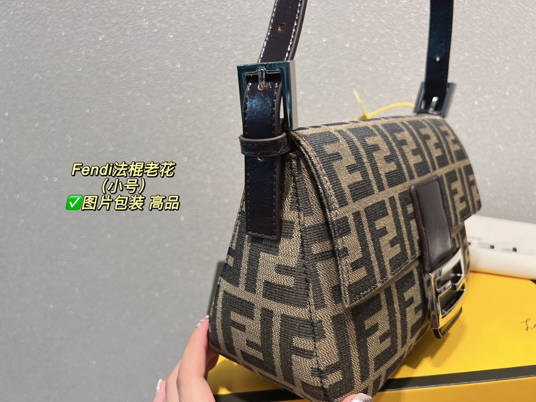 Fendi Baguette Zucca Monogram Canvas Shoulder Bag