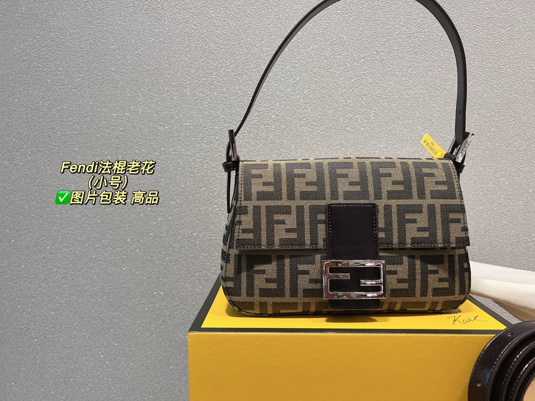 Fendi Baguette Zucca Monogram Canvas Shoulder Bag