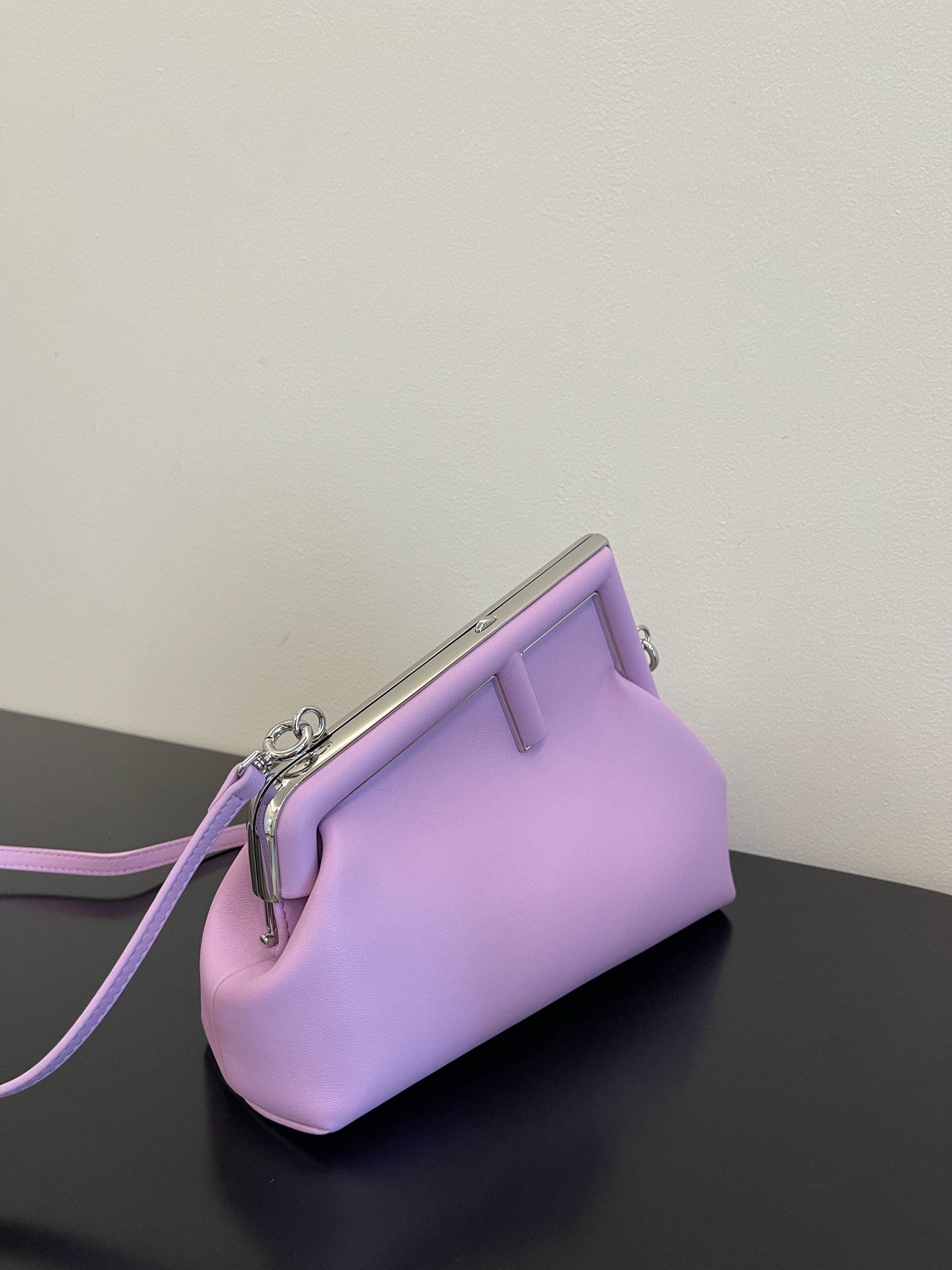 Fendi First Small Lilac Nappa Leather Bag with Detachable Strap
