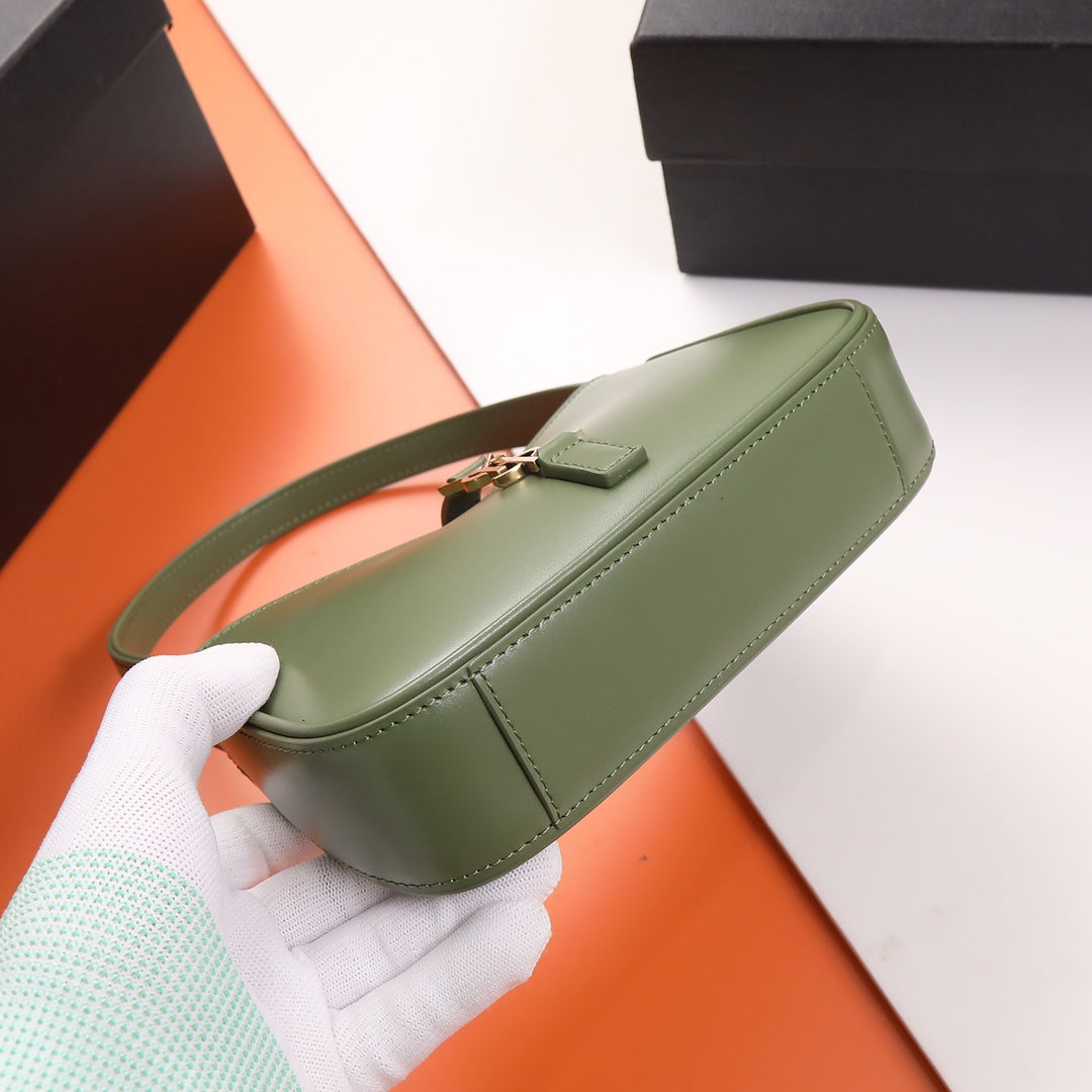 Saint Laurent Le 5 à 7 Leather Hobo Bag in Olive Green