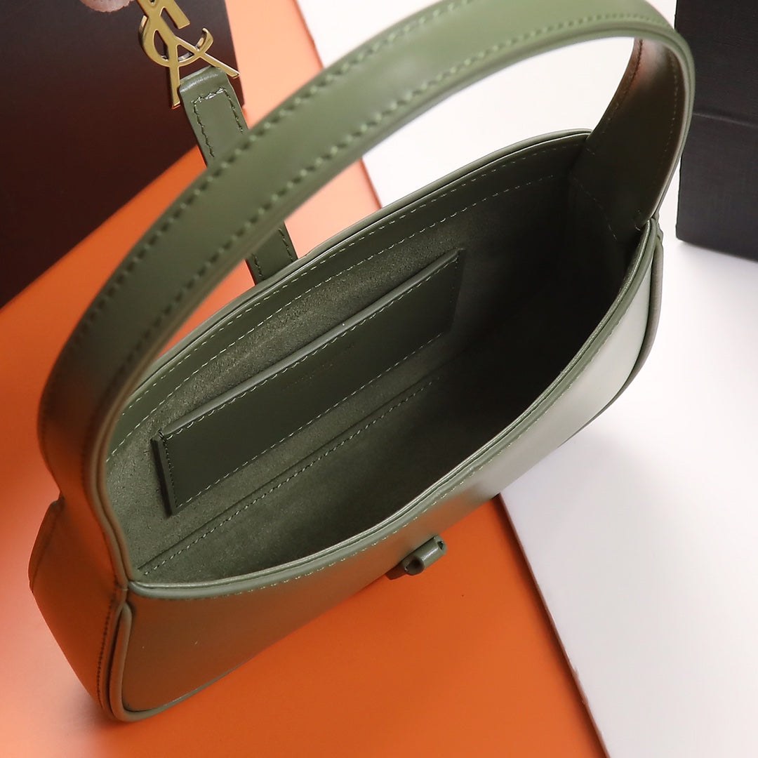 Saint Laurent Le 5 à 7 Leather Hobo Bag in Olive Green