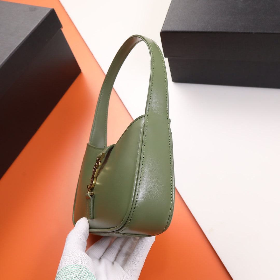 Saint Laurent Le 5 à 7 Leather Hobo Bag in Olive Green
