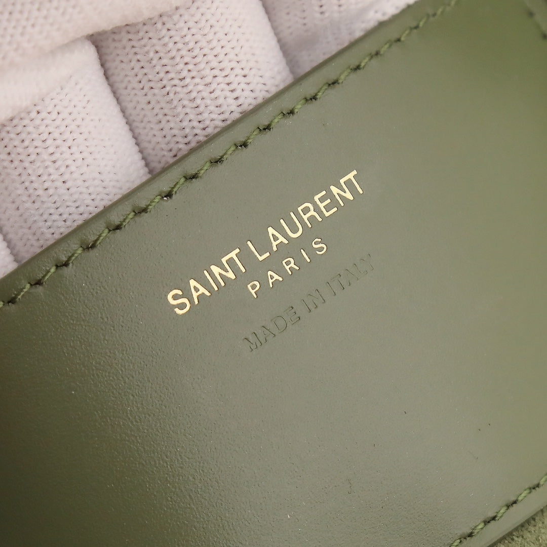Saint Laurent Le 5 à 7 Leather Hobo Bag in Olive Green
