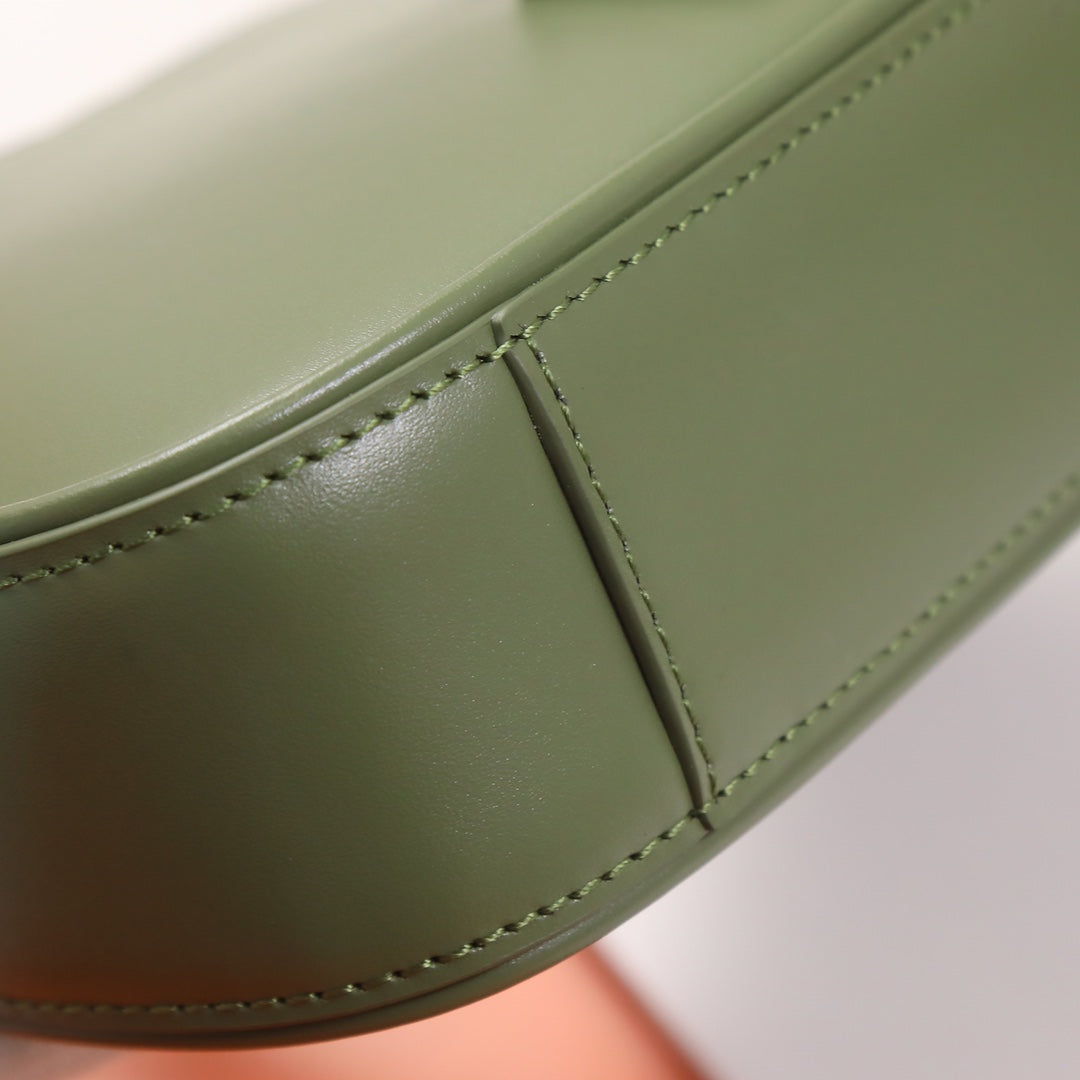 Saint Laurent Le 5 à 7 Leather Hobo Bag in Olive Green