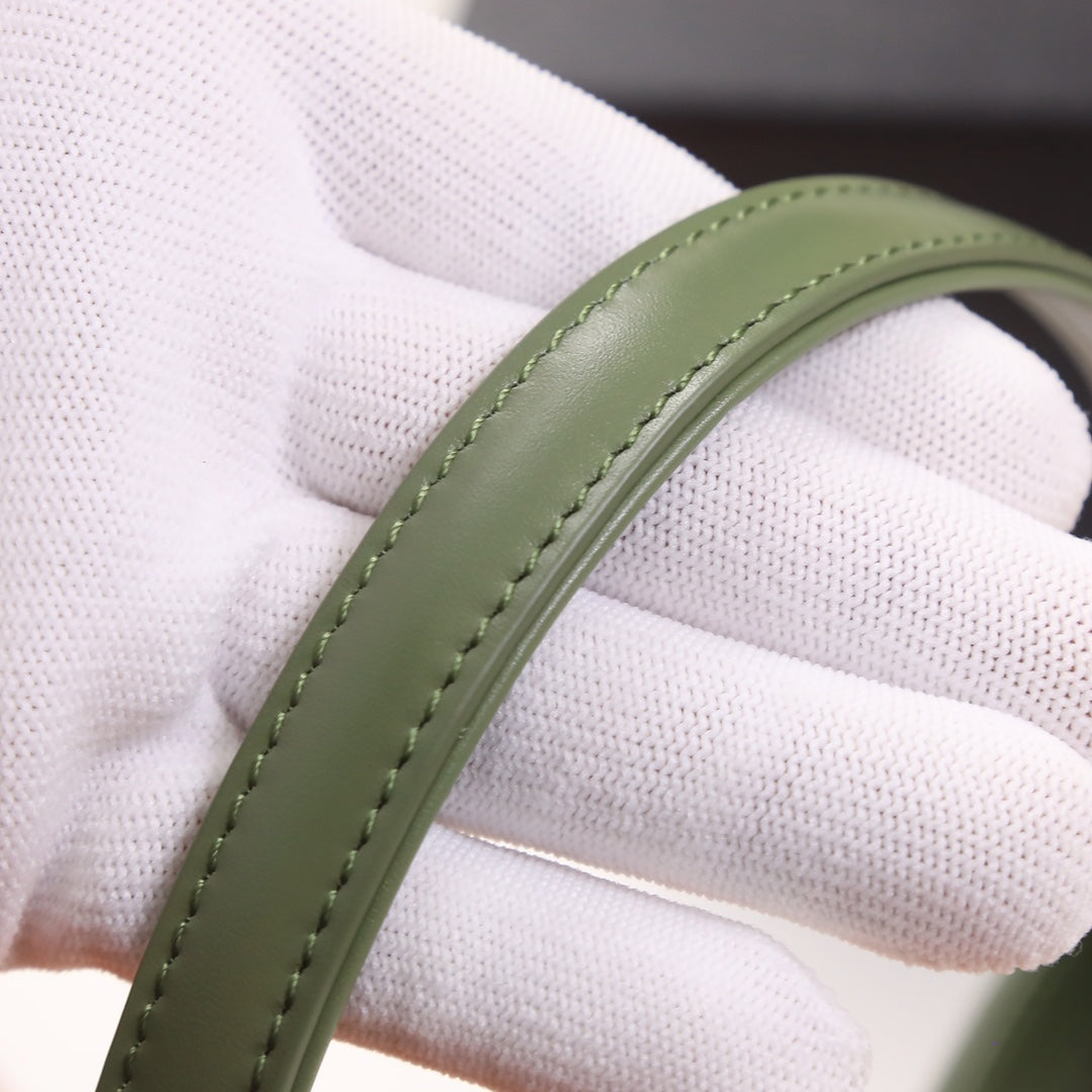 Saint Laurent Le 5 à 7 Leather Hobo Bag in Olive Green