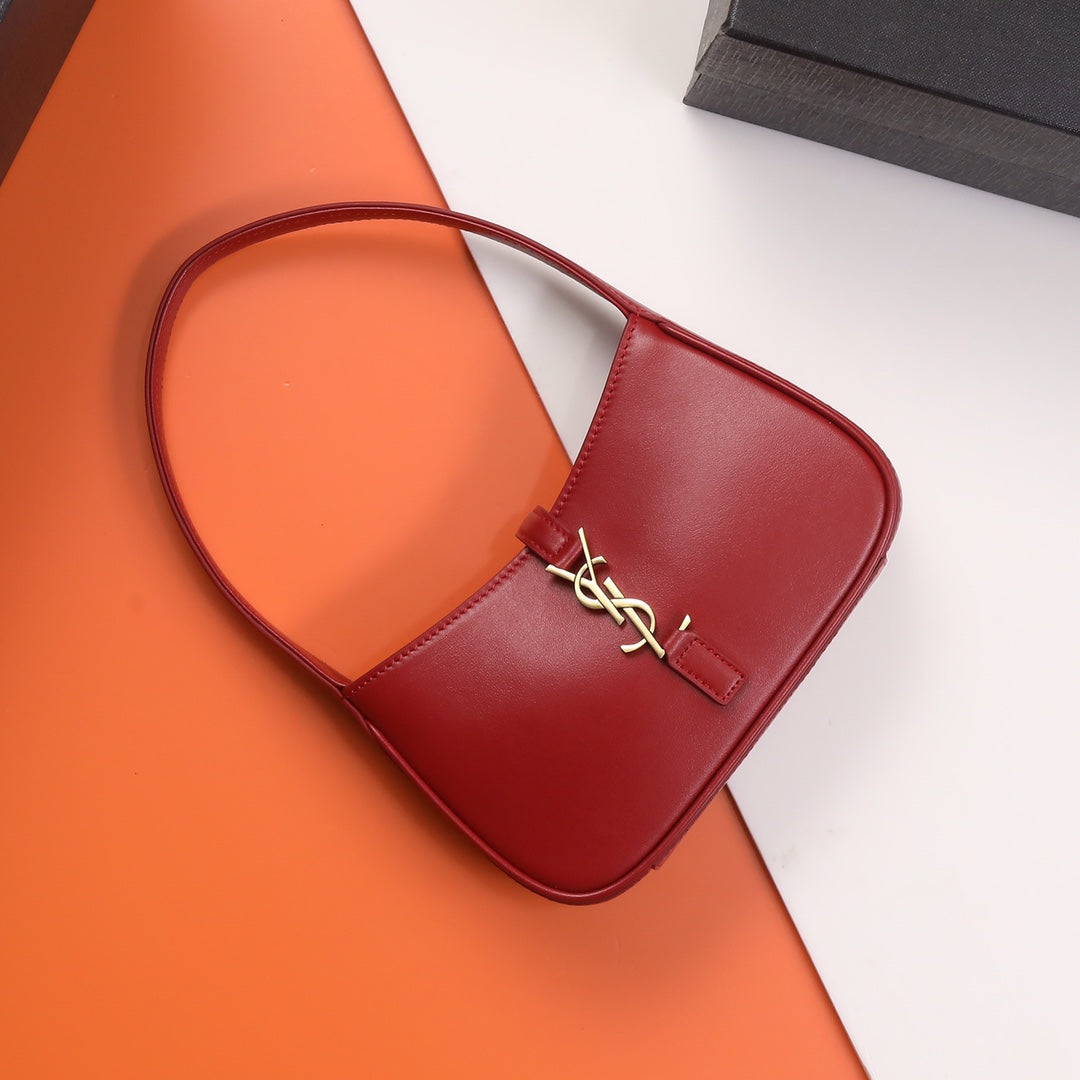 Red Textured Leather Accessory Detail - Stitched Mounting Loop